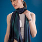 Aurora Glow Scarf in bamboo satin with Aurora Borealis inspired artwork