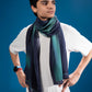 Aurora Glow Scarf with luminous polar sky and glacier artwork