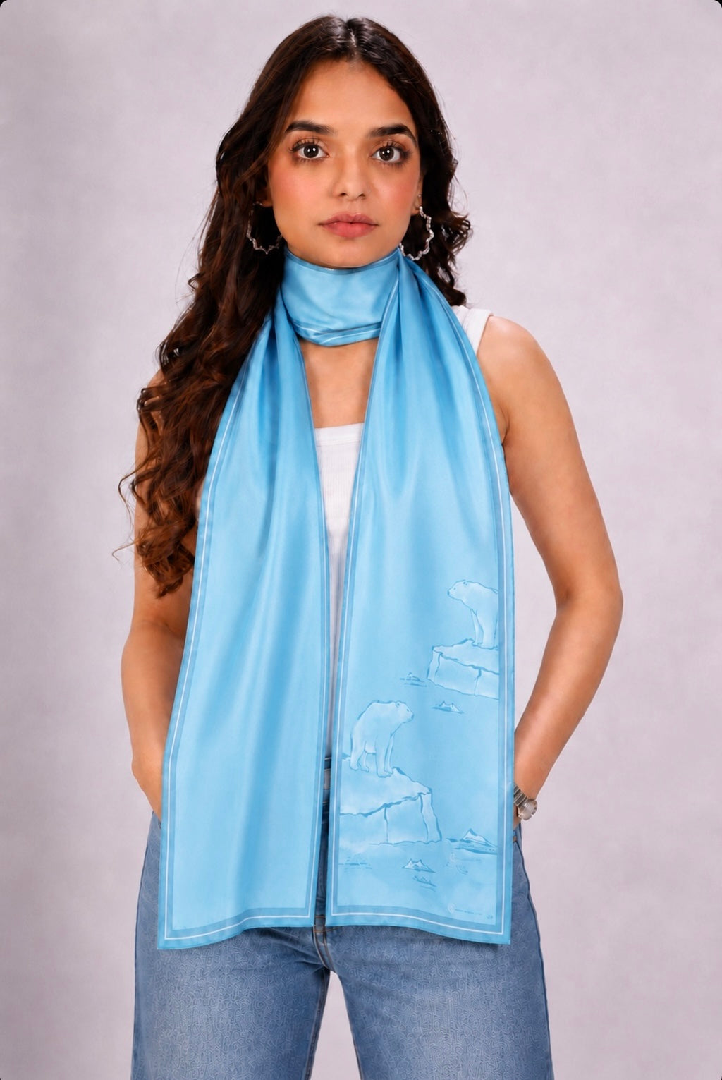 Bears on Ice Scarf with polar bears and drifting Arctic ice