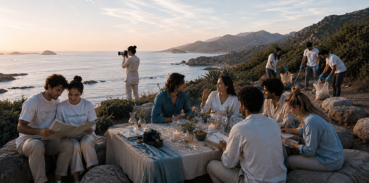 CitizenEarth community members gathering together by the coast