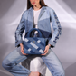 Confluence Handbag in repurposed denim with woven blue denim construction
