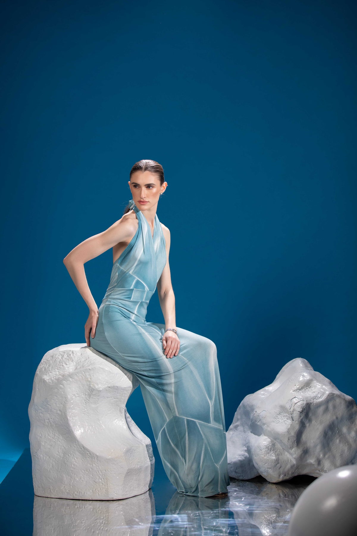 Close-up of Cracked Ice Dress showing its fractured ice pattern