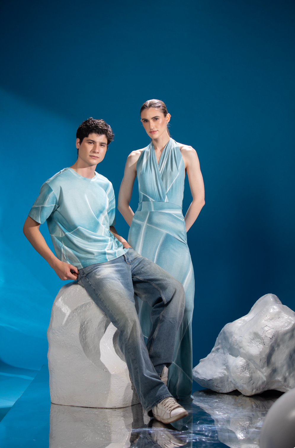 Cracked Ice Dress styled with its polar ice-inspired design