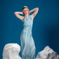Cracked Ice Dress showing its abstract frozen landscape-inspired design