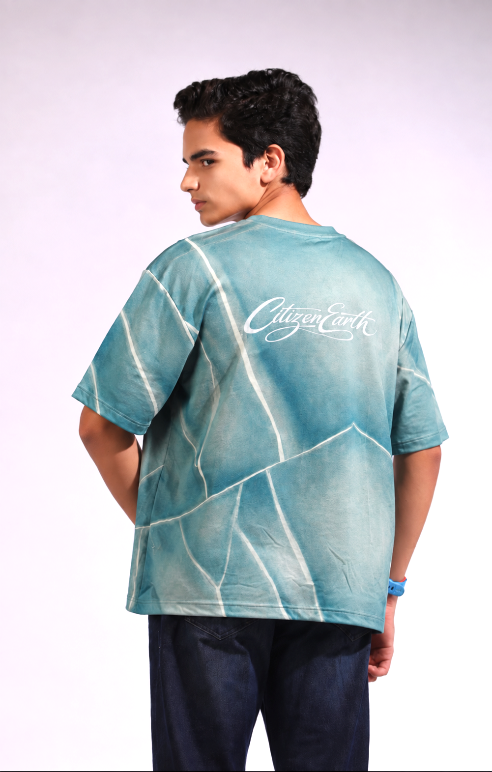 Close-up of Cracked Ice Tee showing fractured ice-inspired print details
