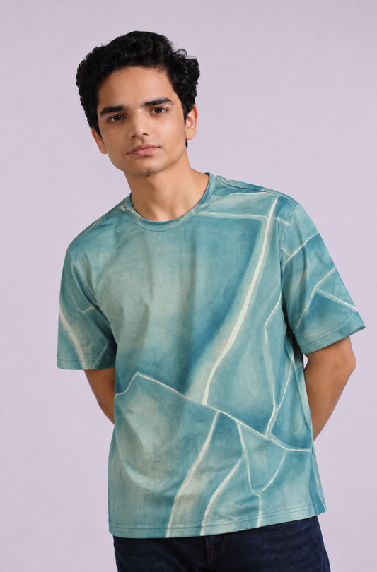 Cracked Ice Tee featuring abstract cracks and formations inspired by polar ice
