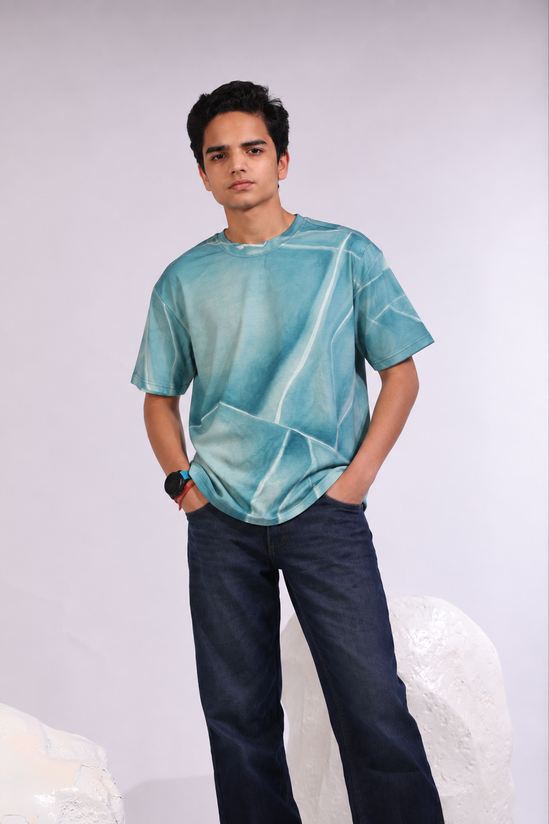 Cracked Ice Tee with fractured polar ice artwork on a bamboo cotton base