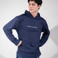 Distance → Illusion Hoodie in reconstructed blue denim with polar artwork