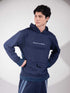 Distance → Illusion Hoodie in reconstructed blue denim with polar artwork