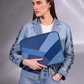 Drake Passage Laptop Sleeve in repurposed denim with geometric blue panelling