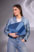 Drake Passage Laptop Sleeve in repurposed denim with geometric blue panelling