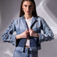 Drift Weave Denim Jacket in 100% repurposed denim with triangular panels