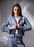 Drift Weave Denim Jacket in 100% repurposed denim with triangular panels