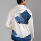 Endurance Hoodie with polar bear and glacier landscape in reconstructed denim patchwork