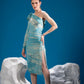 Ferð in Flight Dress with Arctic Tern polar artwork and one-shoulder silhouette
