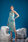 Ferð in Flight Dress with Arctic Tern polar artwork and one-shoulder silhouette
