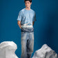 Frozen Landscape Tee with polar teal, frost white and deep marine blue artwork