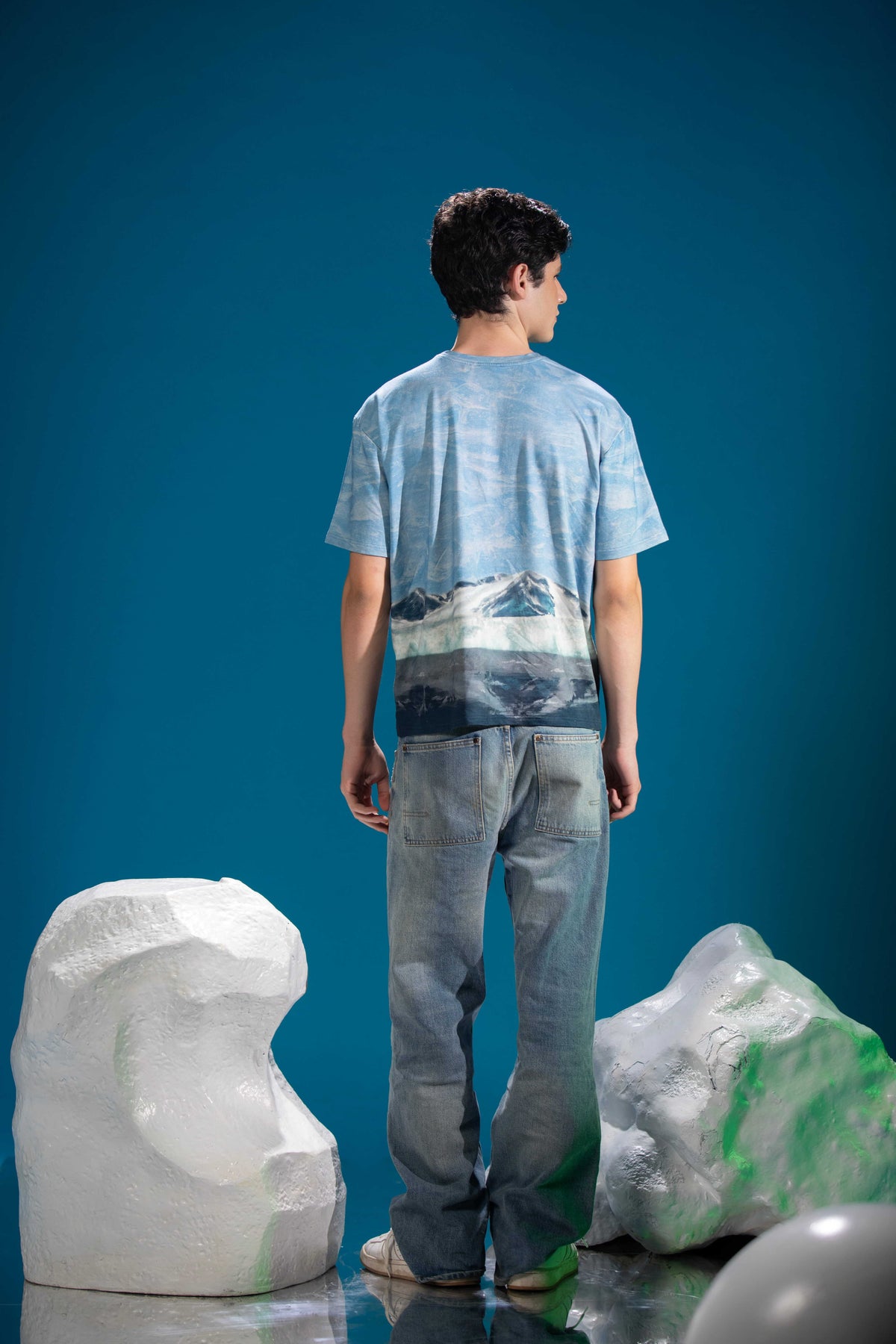 Frozen Landscape Tee in premium bamboo cotton with reactive print