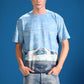 Frozen Landscape Tee with glacial landscape artwork in polar blue tones
