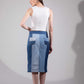 Back view of Glacial Symmetry Skirt in repurposed denim