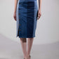 Glacial Symmetry Skirt showing detailed repurposed denim texture