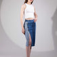 Glacial Symmetry Skirt in repurposed denim with glacial-inspired symmetry