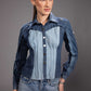 Glacier Cut Denim Top showing its sculptural denim panel construction