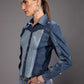 Glacier Cut Denim Top with glacier-inspired repurposed denim construction