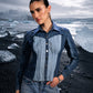 Glacier Cut Denim Top styled in repurposed denim