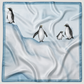 Happy Feet Club bamboo satin scarf with icy blue Antarctic artwork