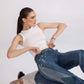 Hues of Blues Jeans showing detailed blue denim texture
