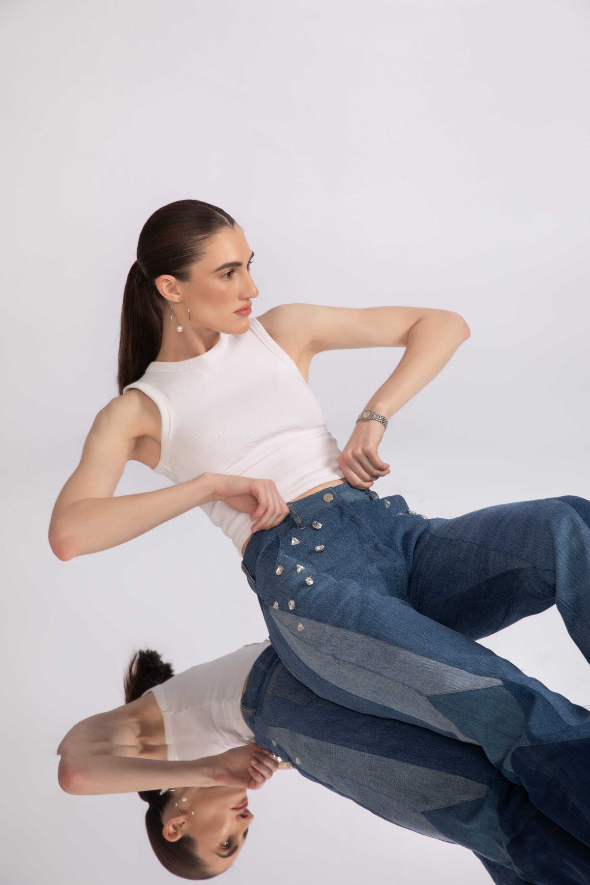 Hues of Blues Jeans showing detailed blue denim texture