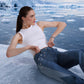 Hues of Blues Jeans with a flared repurposed denim silhouette