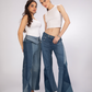 Hues of Blues Jeans styled in layered blue repurposed denim