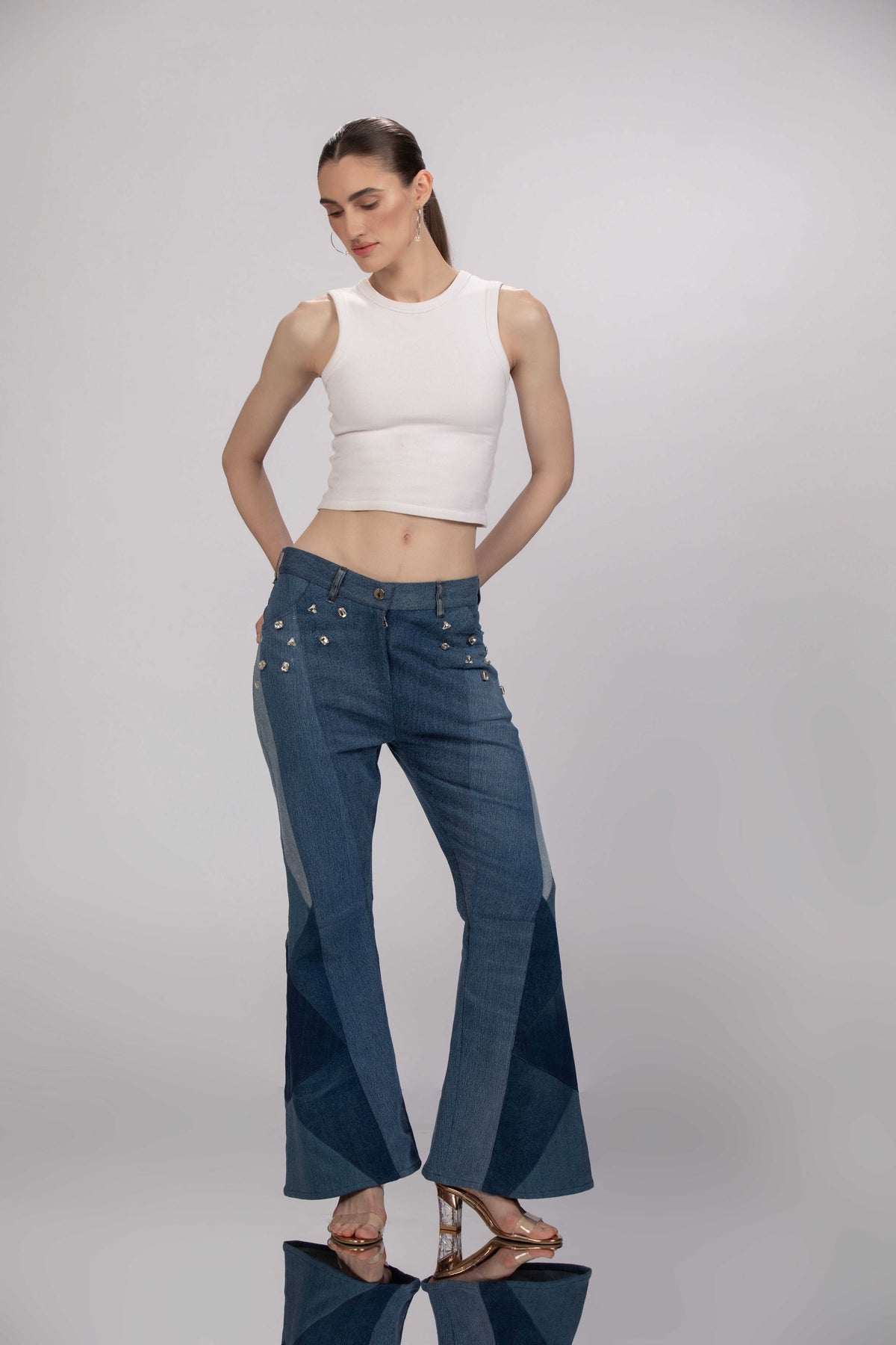 Hues of Blues Jeans in repurposed denim
