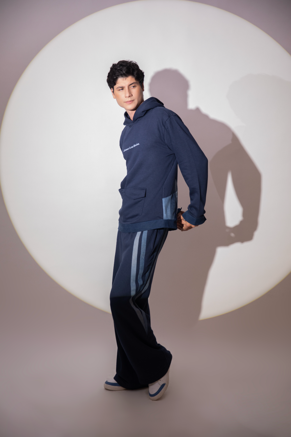 Ice Trail Jogger featuring reconstructed denim panels and denim drawstring