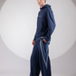 Ice Trail Jogger with reconstructed denim strip detailing on deep ocean-blue fleece