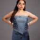 Ice Weave Denim Corset Top in repurposed denim