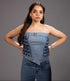 Ice Weave Denim Corset Top in repurposed denim