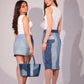 Meridian Mini Tote Bag with double top handles and polar-inspired denim design