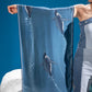Penguins Making Waves bamboo scarf with deep blue polar ocean print