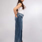 Side view of Pleated Terrain Jeans showing the straight-fit silhouette