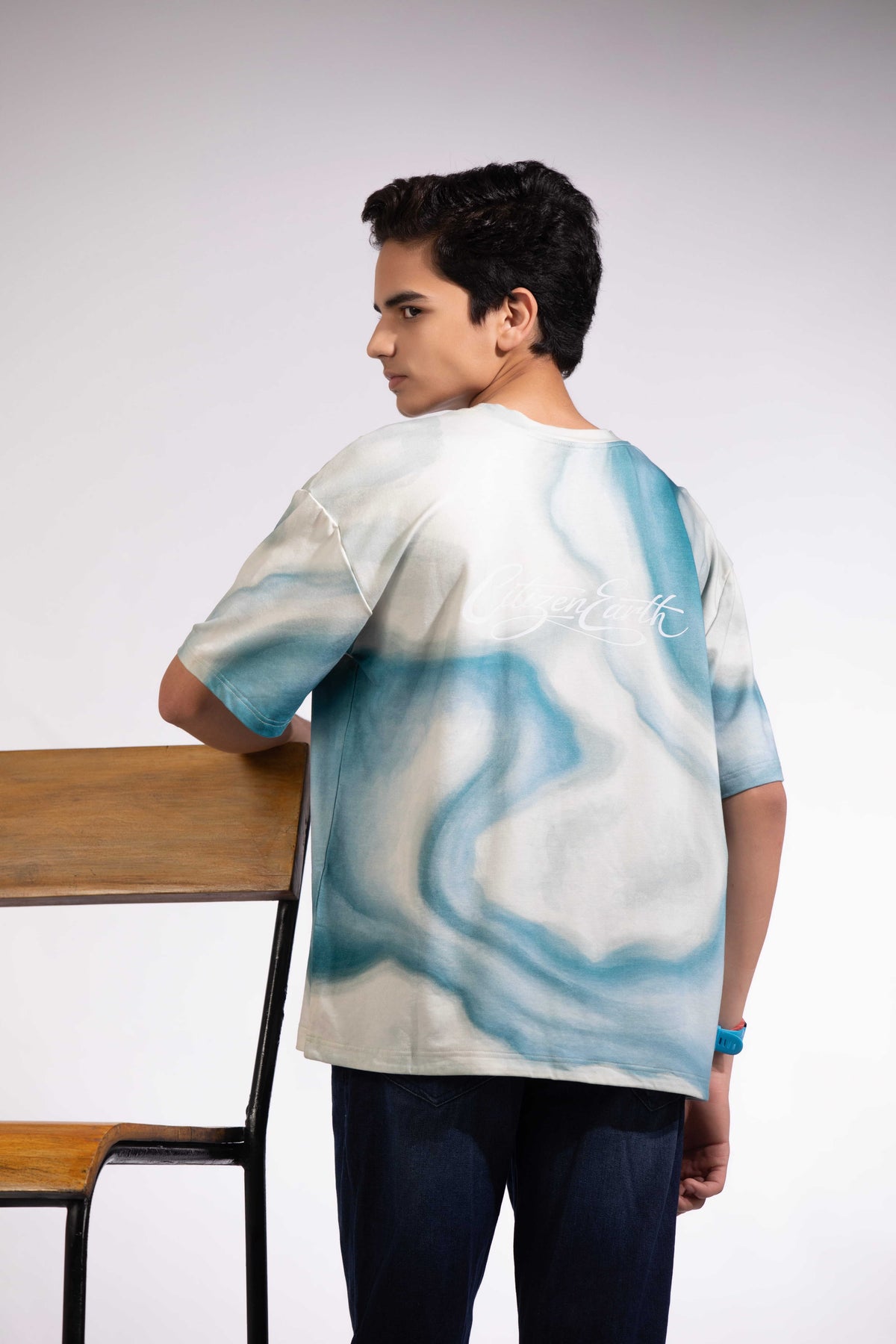 Close-up of Shadow of the North Tee showing swirling Arctic pack ice artwork