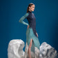 Side view of Tri Tone Polar Dress showing its sculpted silhouette
